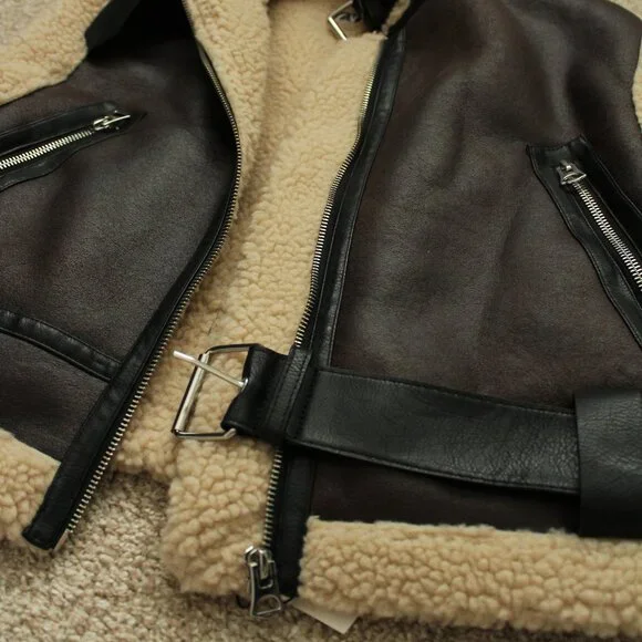 Zara Cropped Double Faced Vest Dark Brown - Picture 3 of 6